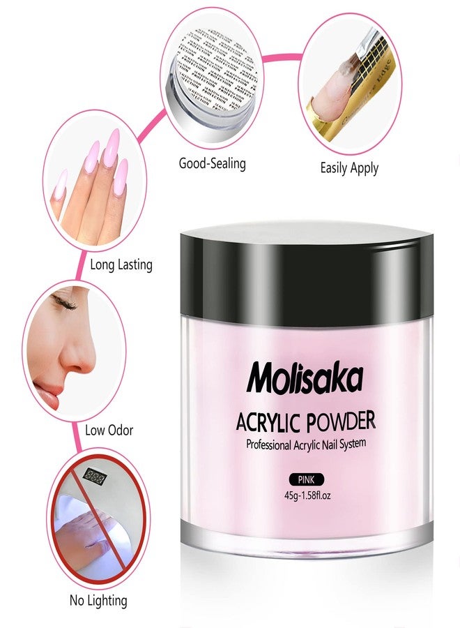 Molisaka Pink Acrylic Powder for Nails, Professional Acrylic Nail Powder,Lasting Acrylic Powder for Extension French Nail Art, Acrylic Nail Supplies Sets for Nails Beginners or Salon (1.58oz) - Image 4
